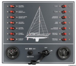 Control panel thermo-magnetic switches sailboat 